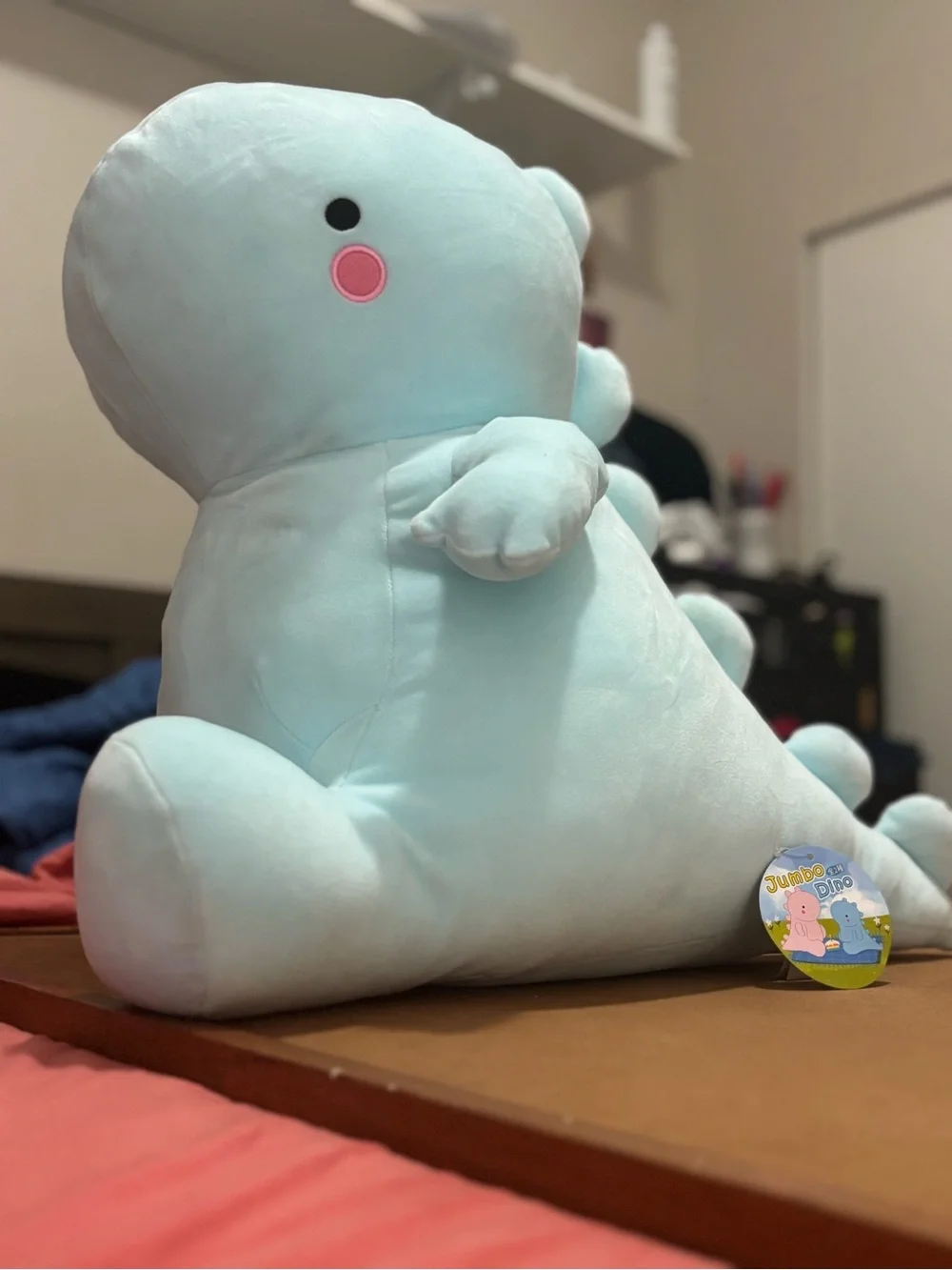 Cute Light Blue Dino Plush for Kids - Jumbo Cuddly Toy